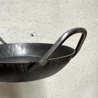 Forged iron German pan with 2 grip handles