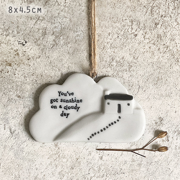 Porcelain Hanging Cloud with House