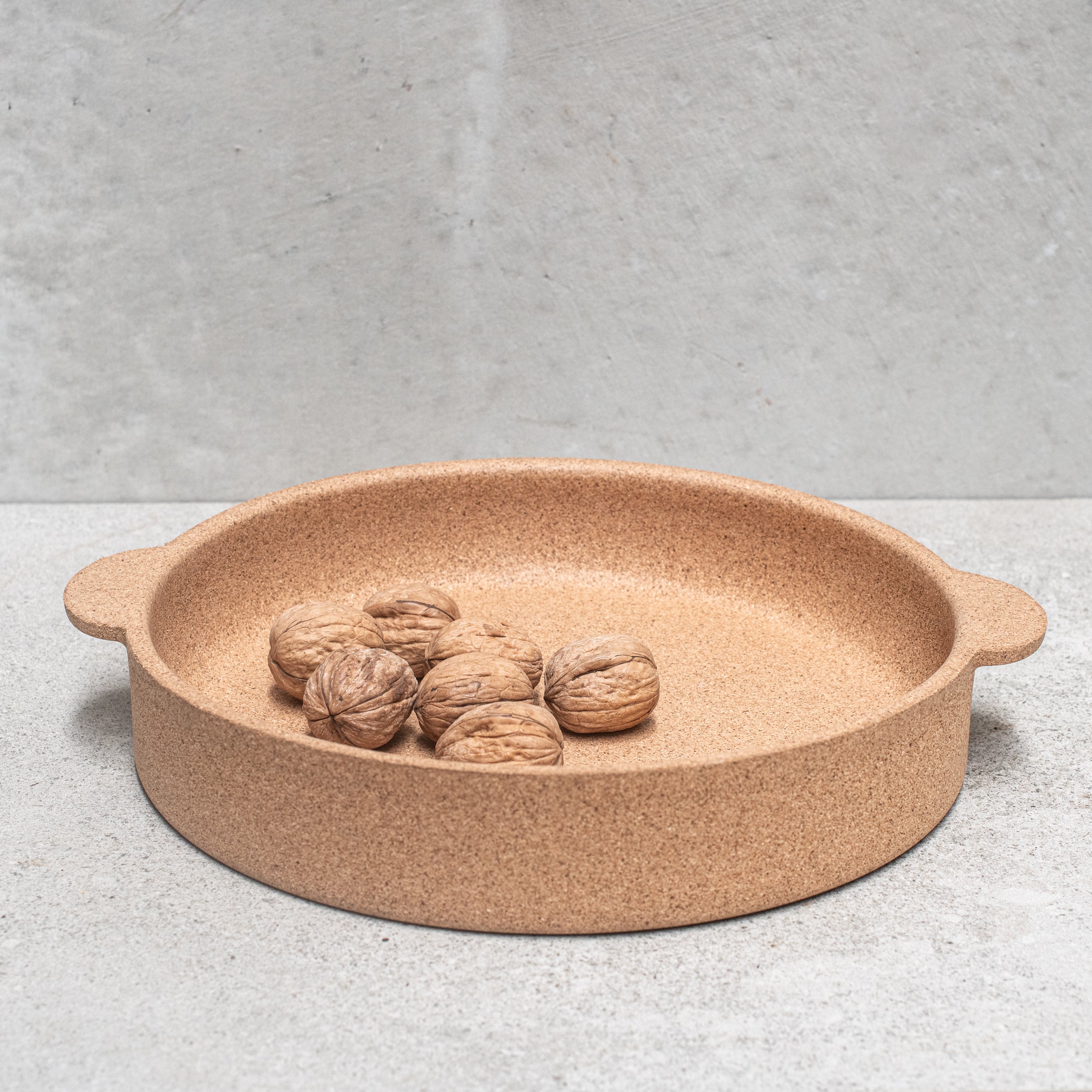 Heaven In Earth (HIE) Portuguese round sustainable cork bowl, crafted from eco-friendly cork with a smooth, natural finish, perfect for serving snacks or as a unique, sustainable decorative piece
