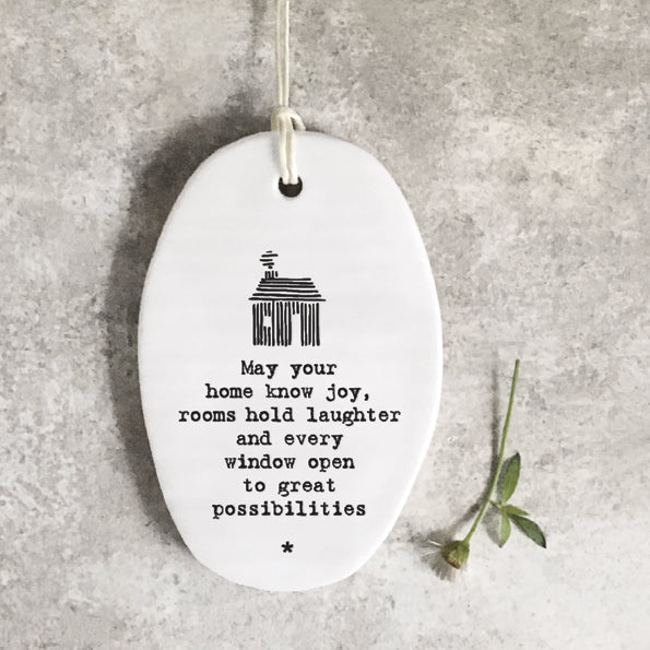 heaven in earth EI6319 porcelain hanger house may your home know joy east of india