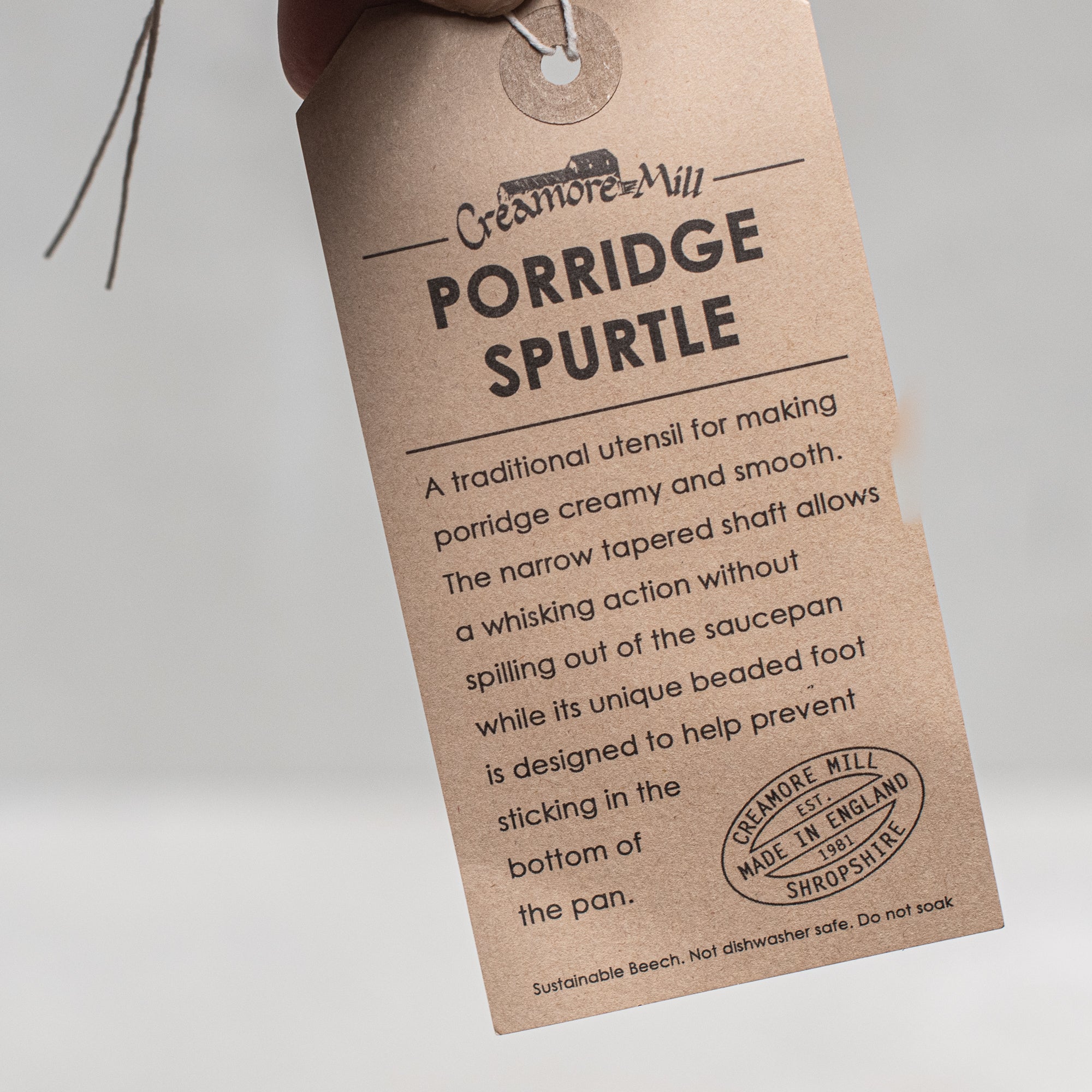 heaven in earth (HIE) wooden Porridge spurtle by creamore mill uk
