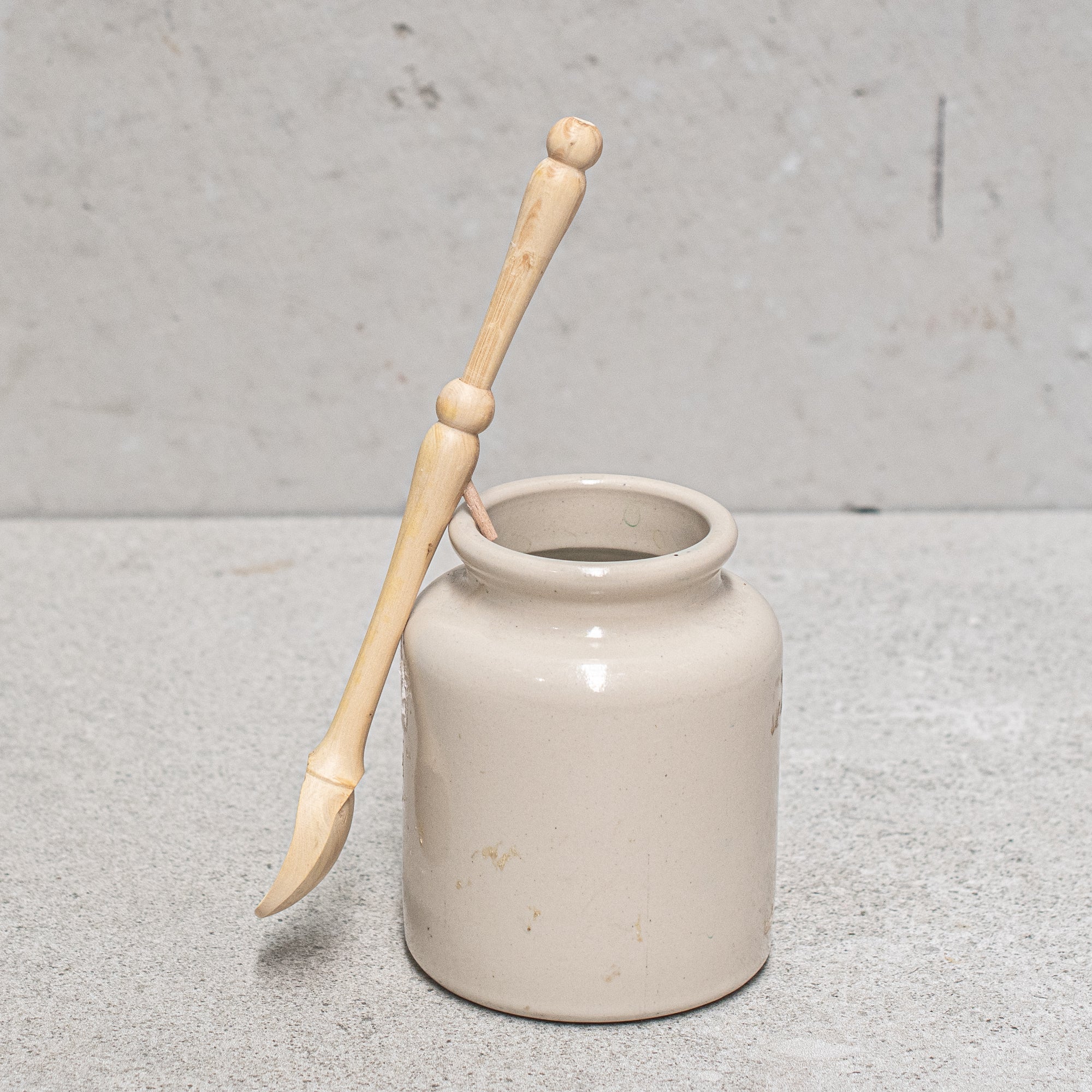 French boxwood jam spoon, handcrafted from smooth boxwood, designed with a long handle for easy stirring and serving of jam, combining elegance with functionality
