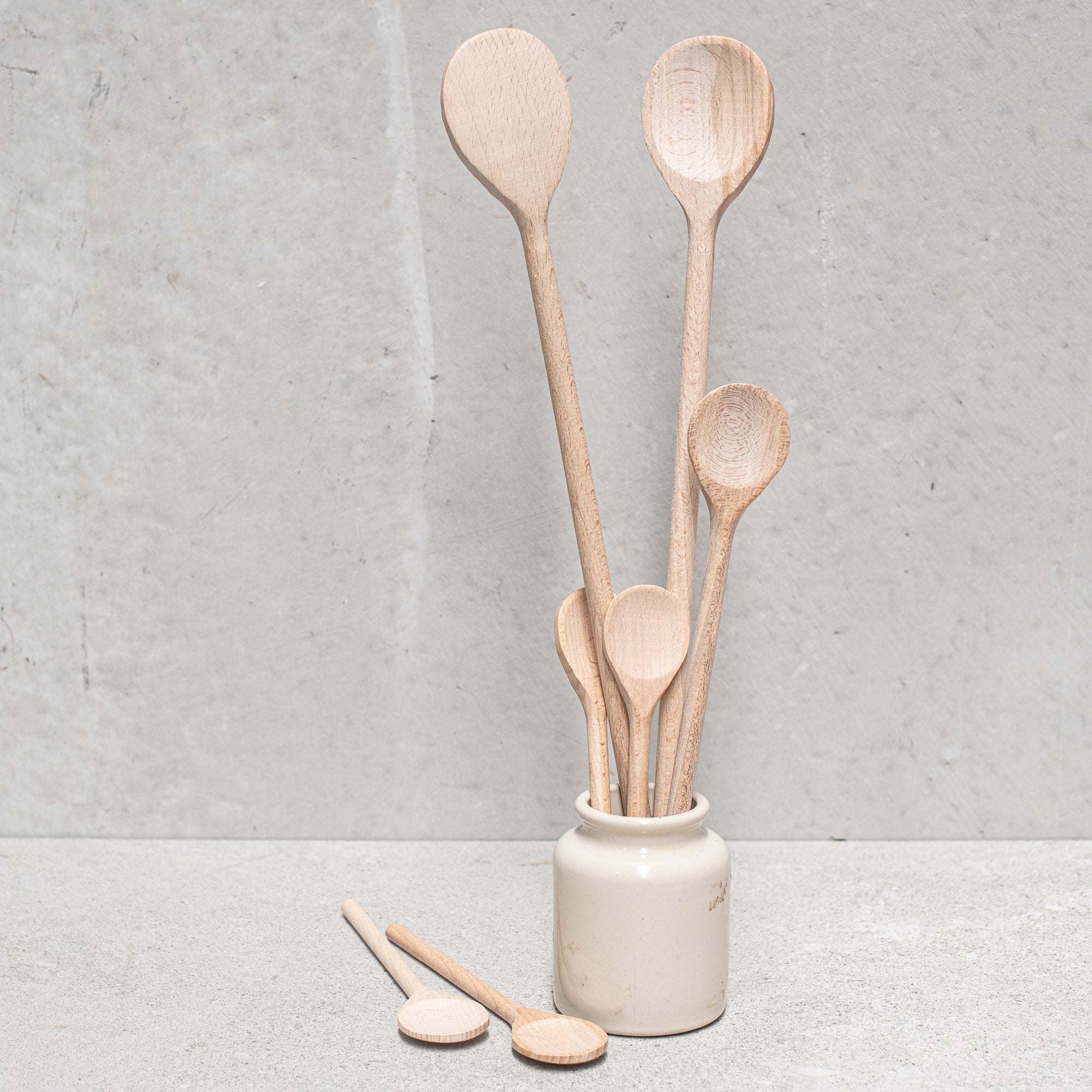 Set of German-made beechwood spoons, crafted from high-quality, durable wood with a smooth finish, ideal for cooking and stirring without scratching pots or pans
