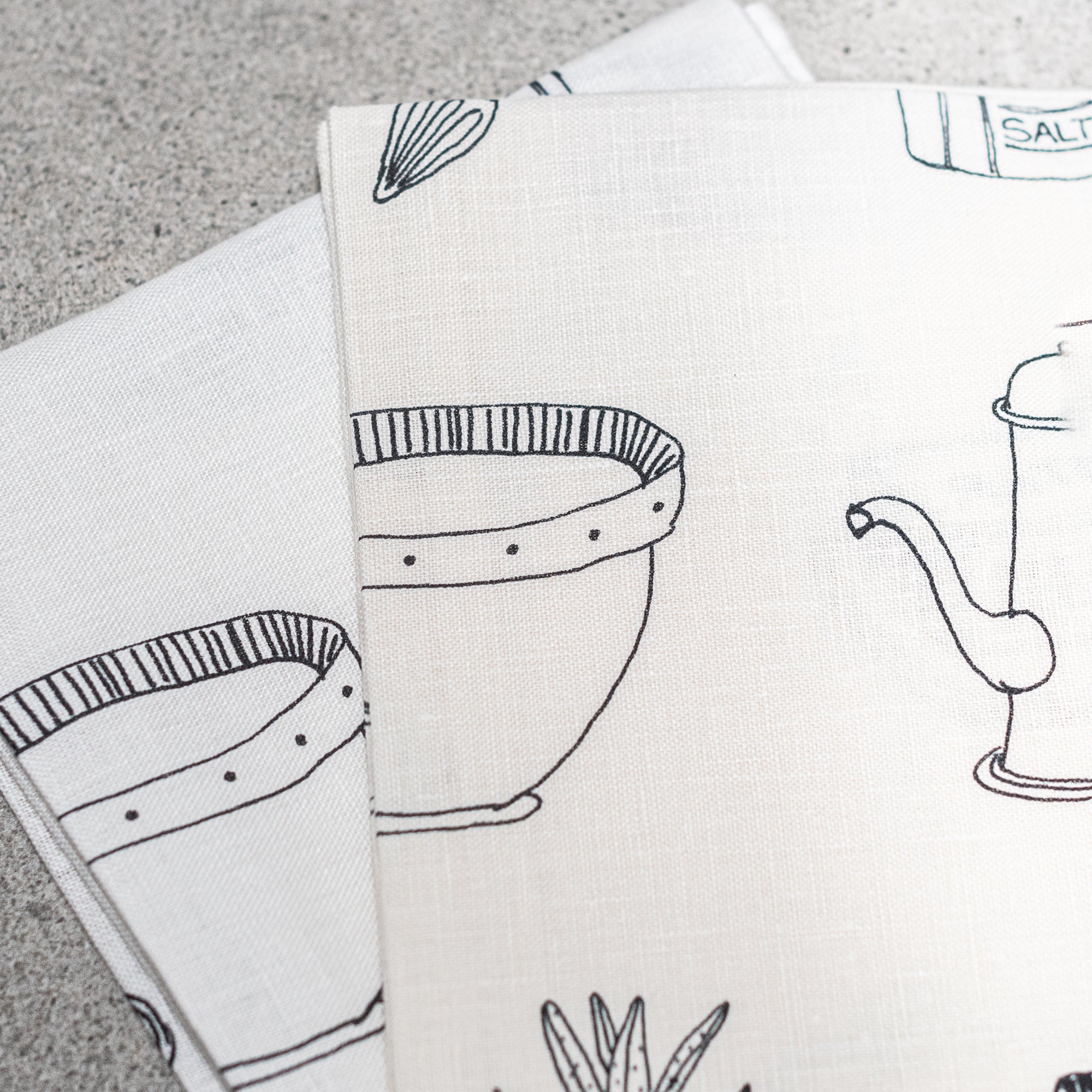 heaven in earth (hie) Tea towel french linen cream and white