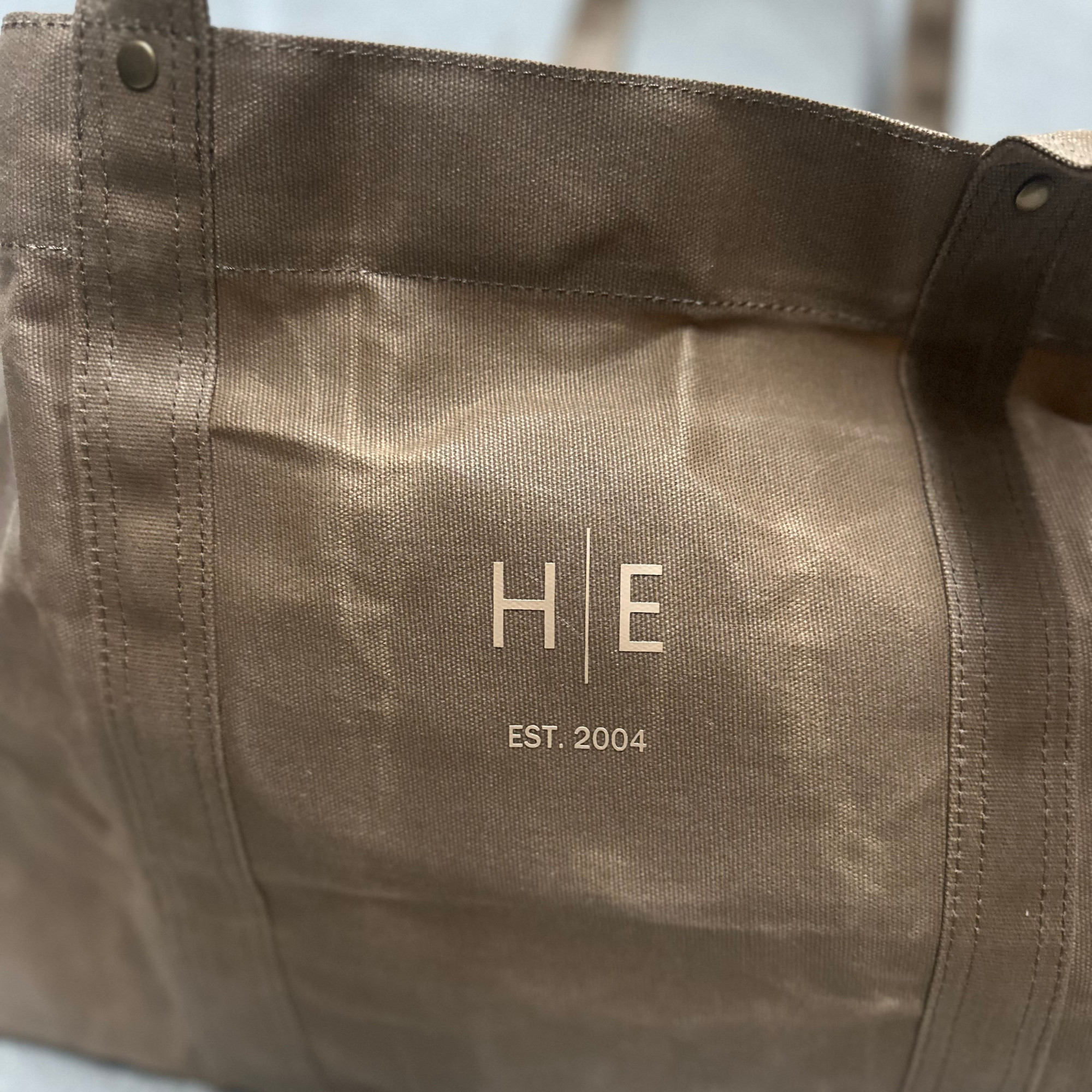Desert sand coloured waxed canvas tote bag