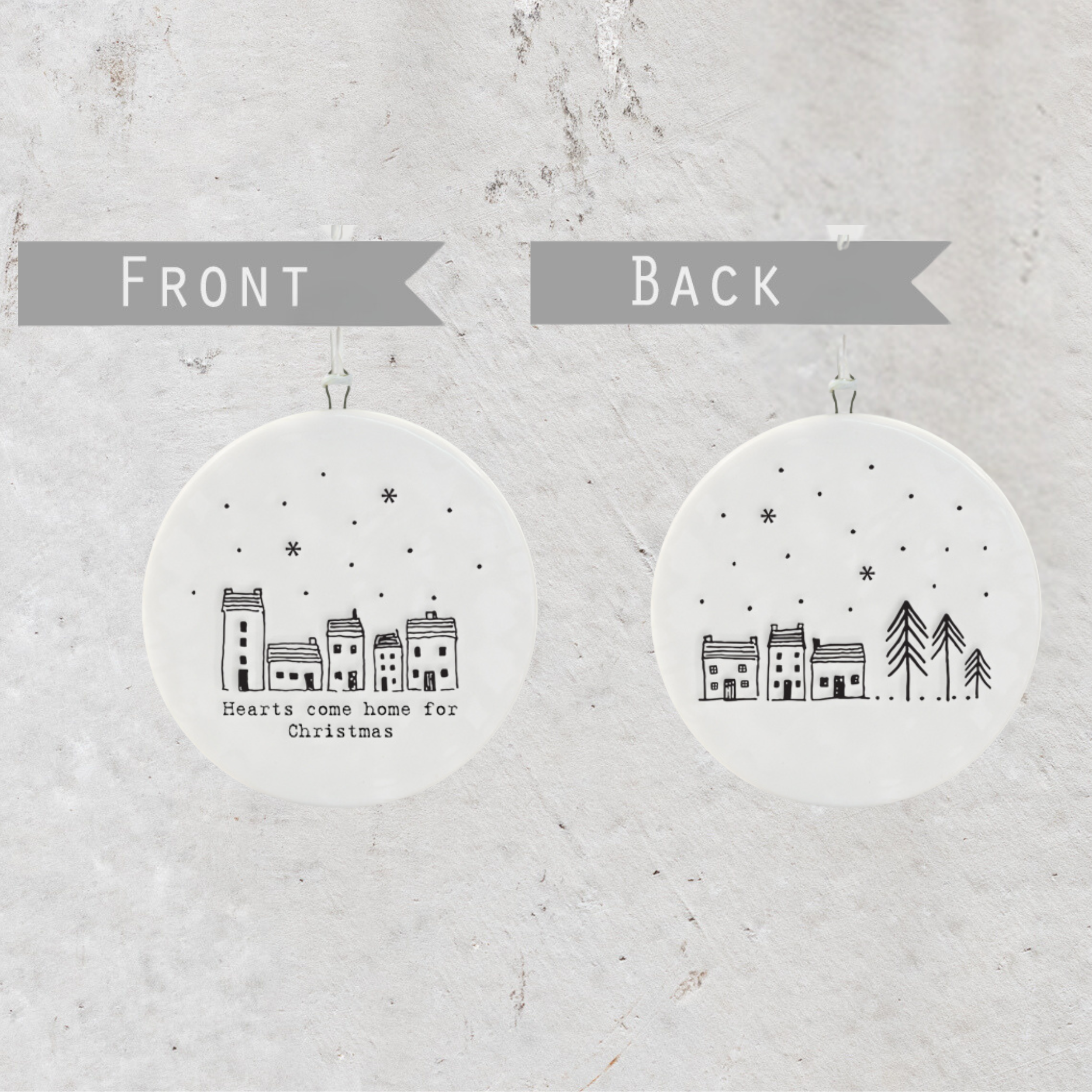 Porcelain hanging Christmas decoration in festive design