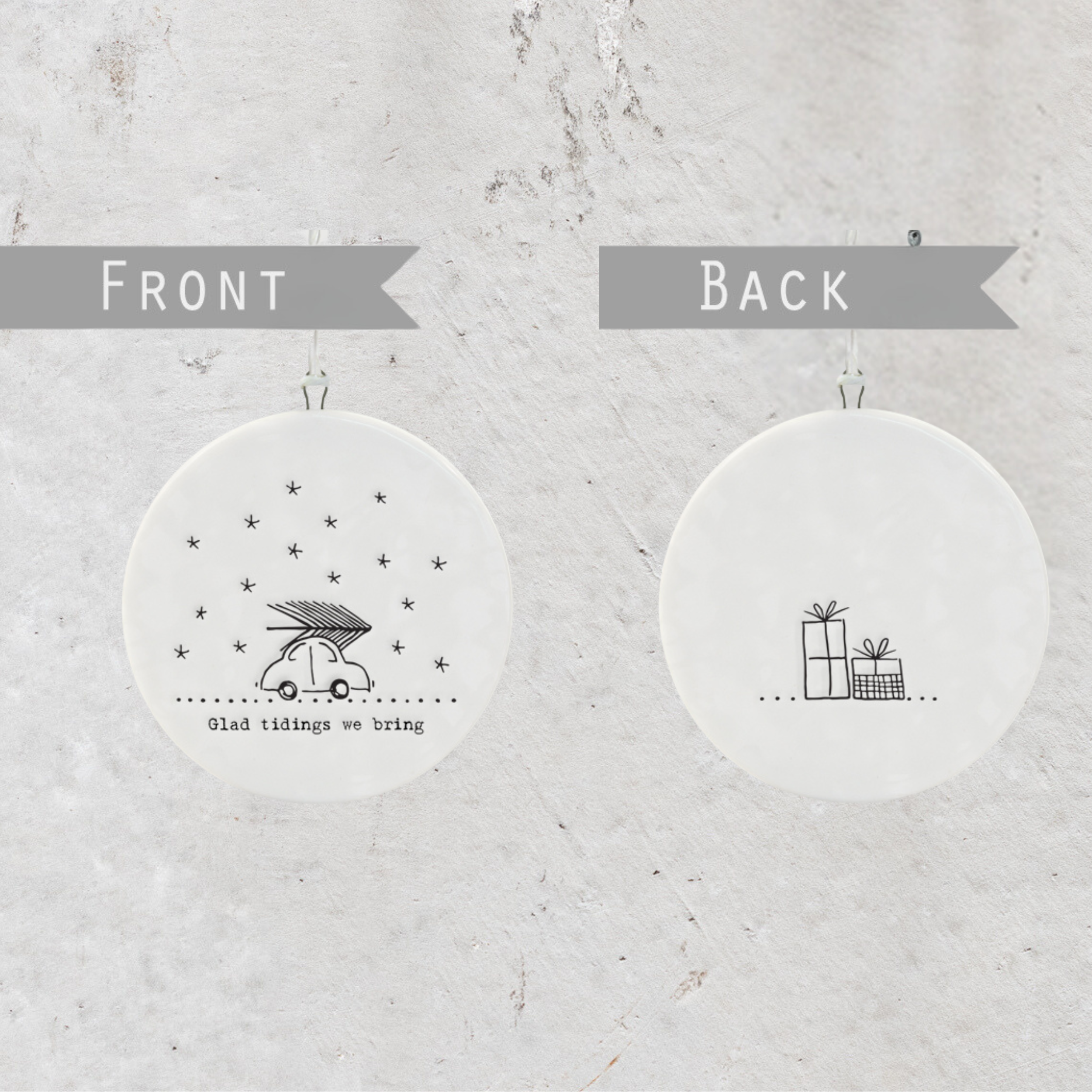 Porcelain hanging Christmas decoration in festive design