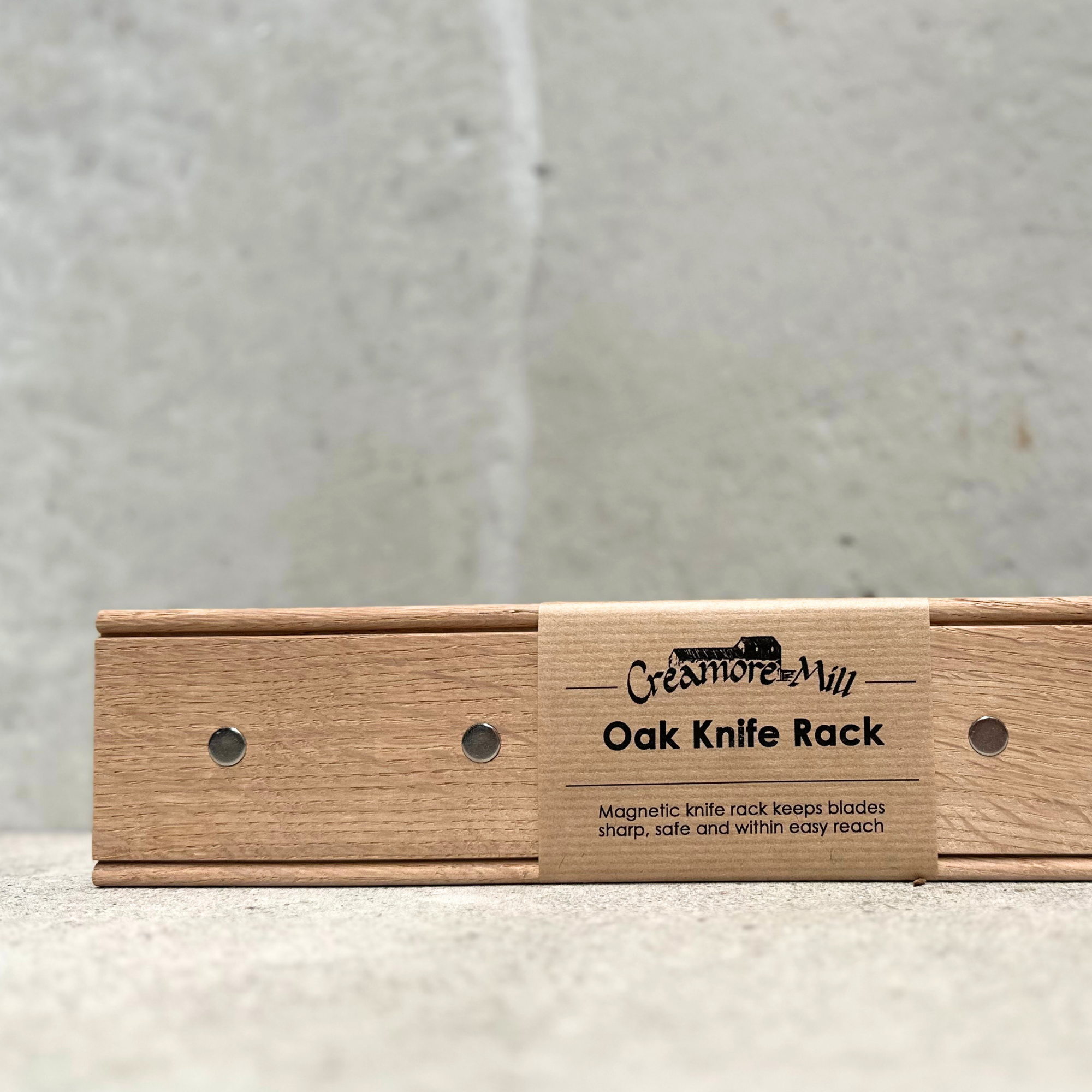 Magnetic oak knife rack