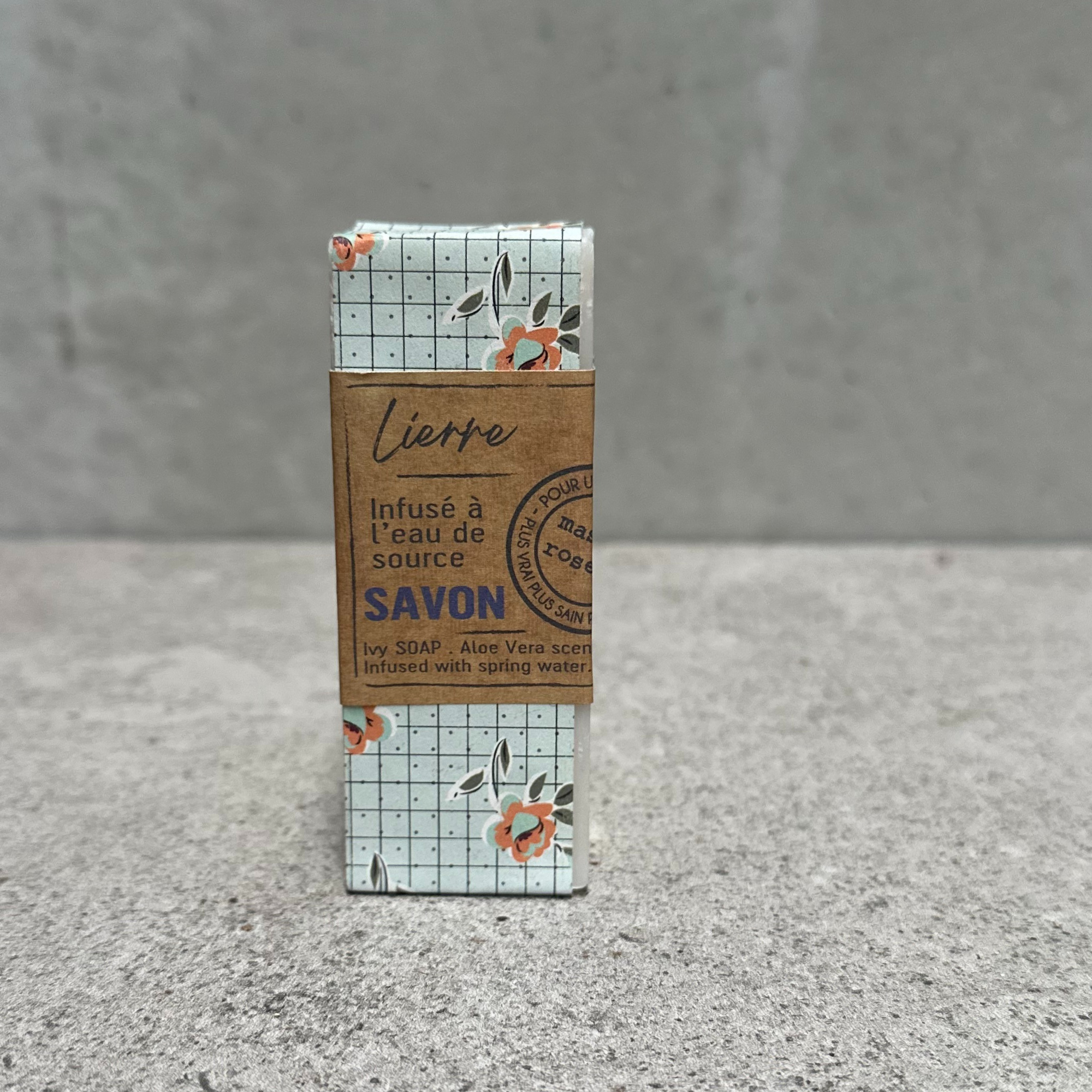 French soap with floral design packaging