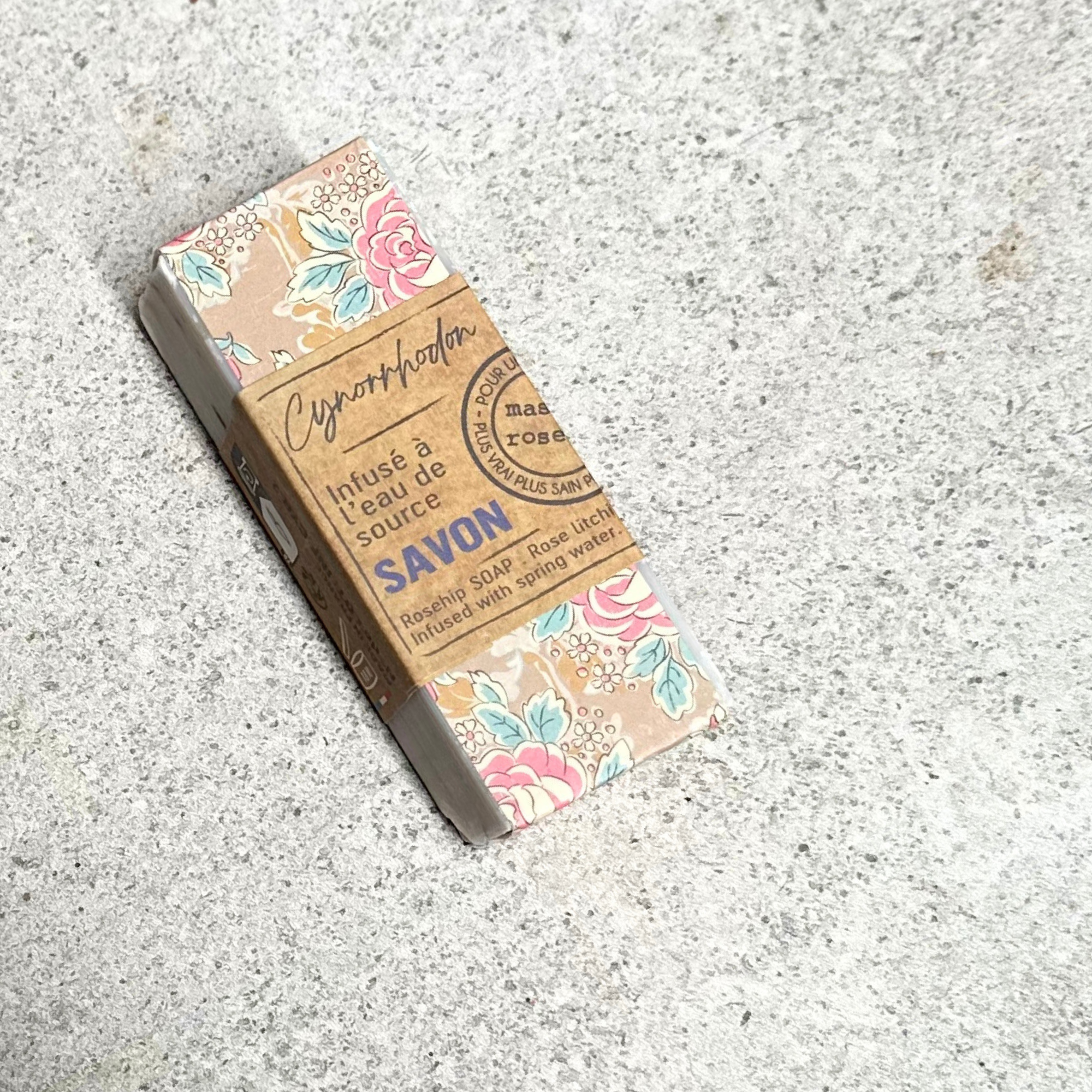 French soap with floral design packaging