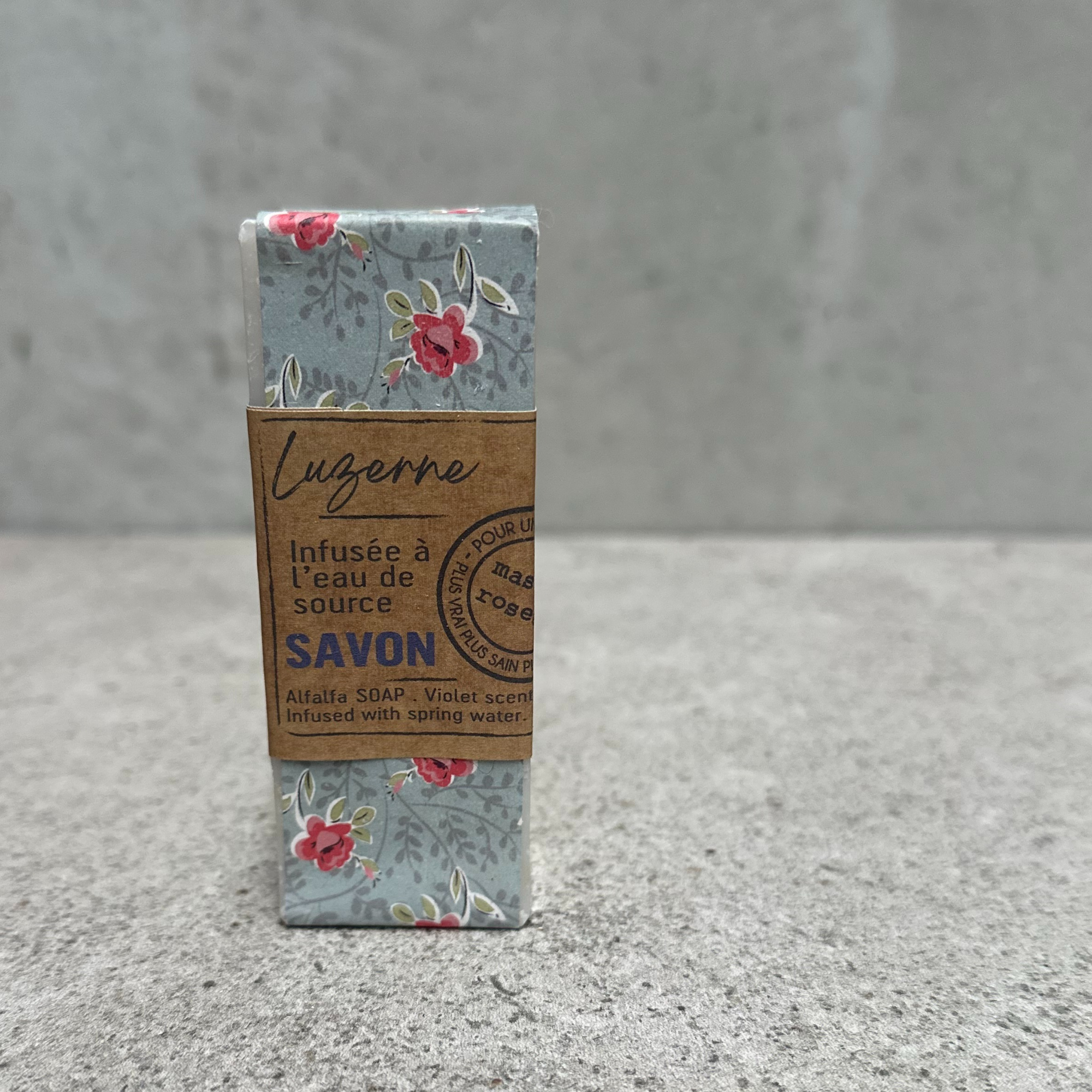 French soap with floral design packaging