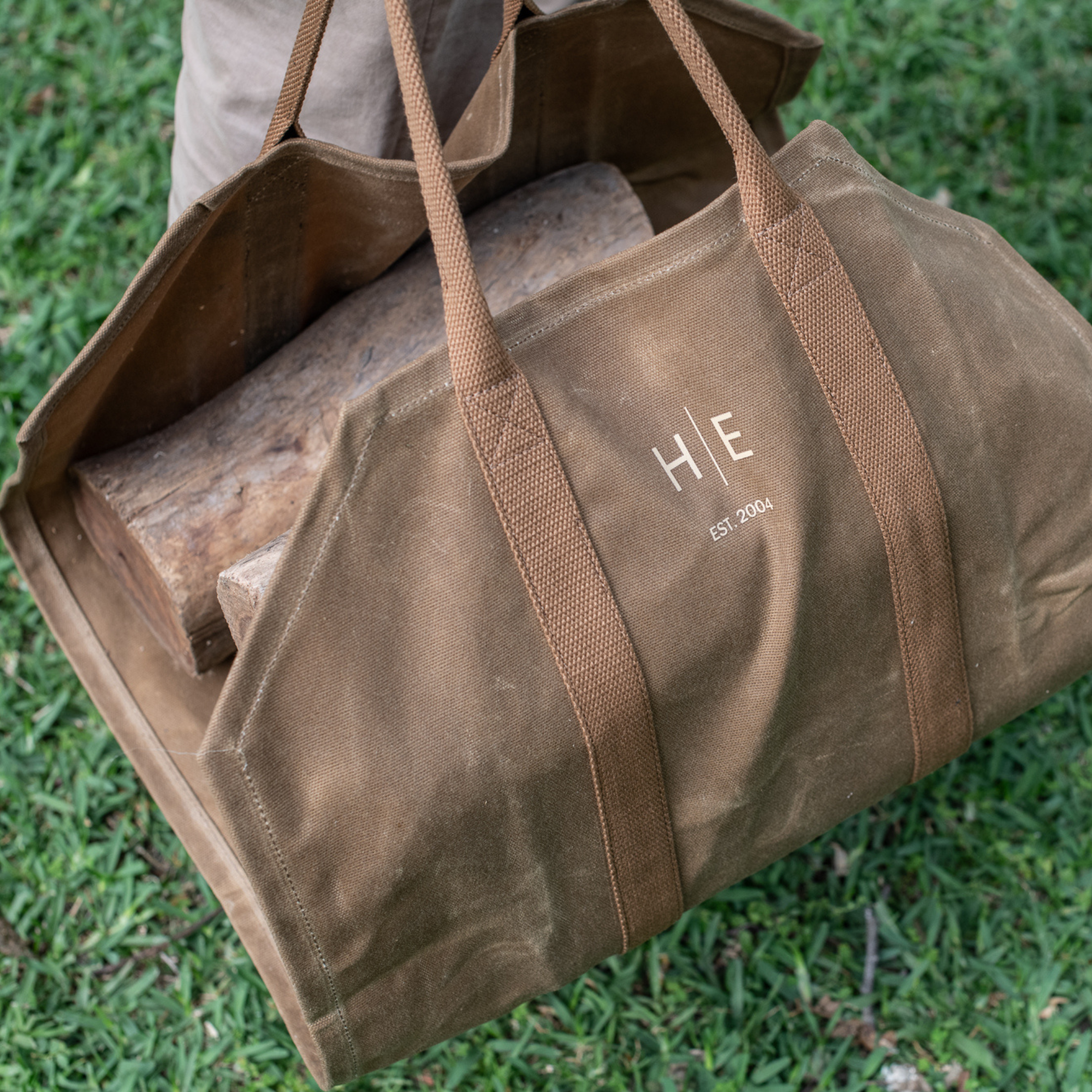 Wax Canvas Log Carrier - Desert Sand