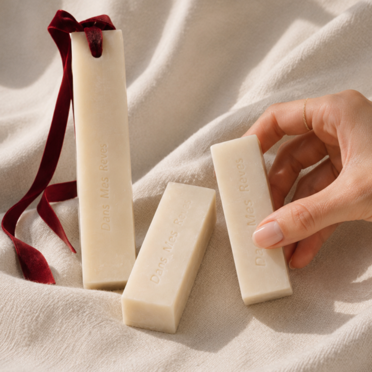 French wardrobe perfume sticks by Mas du Roseau with hanging wardrobe stick and drawer fragrance sticks, made in France.