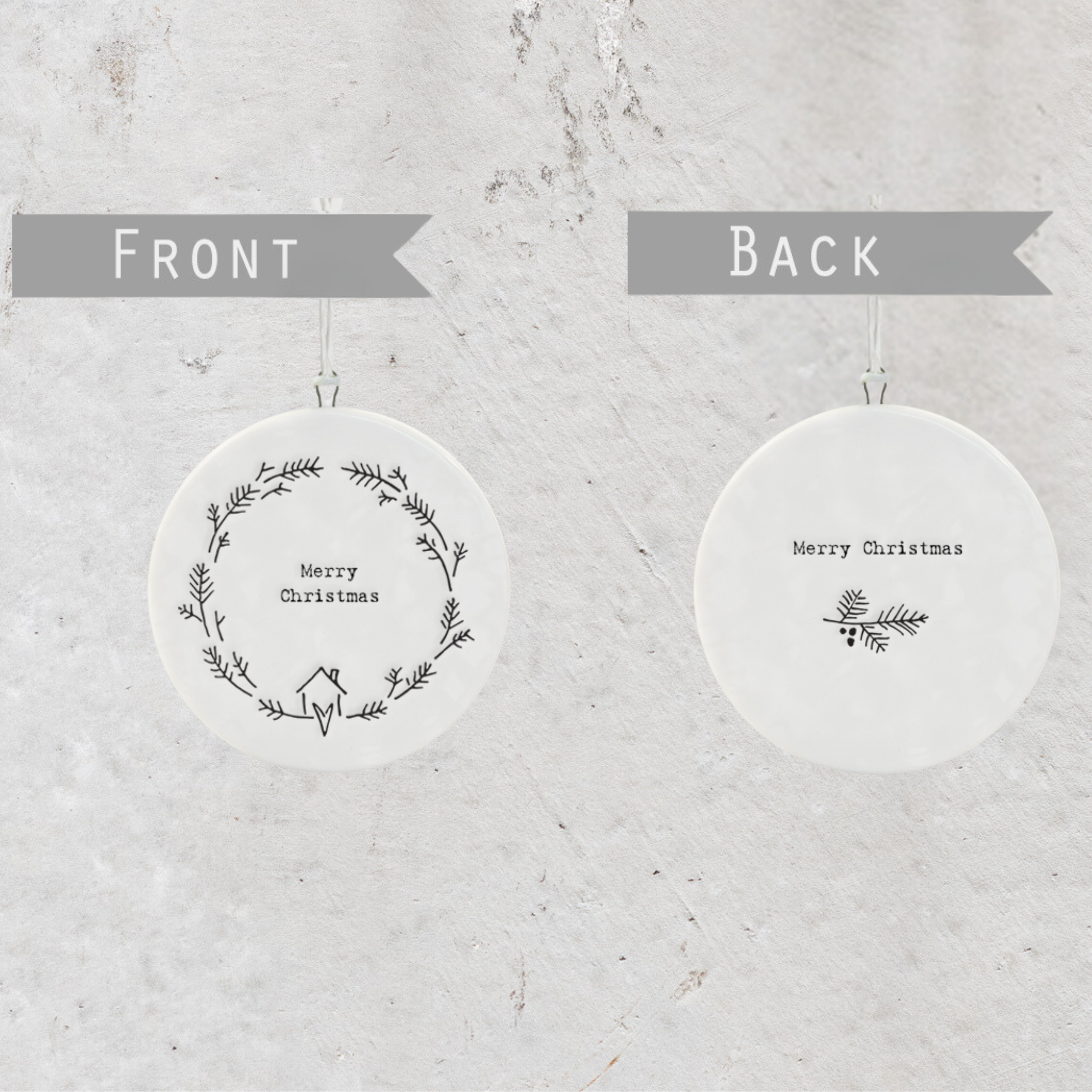 Porcelain hanging Christmas decoration in festive design