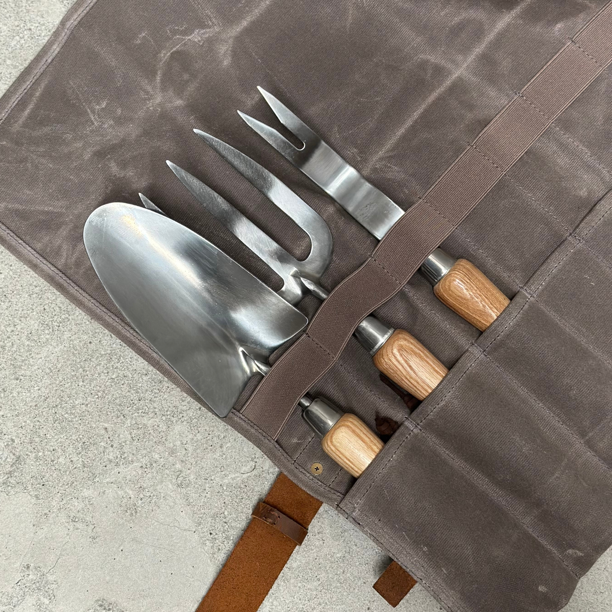 Waxed Canvas Tool Roll - Ash Grey