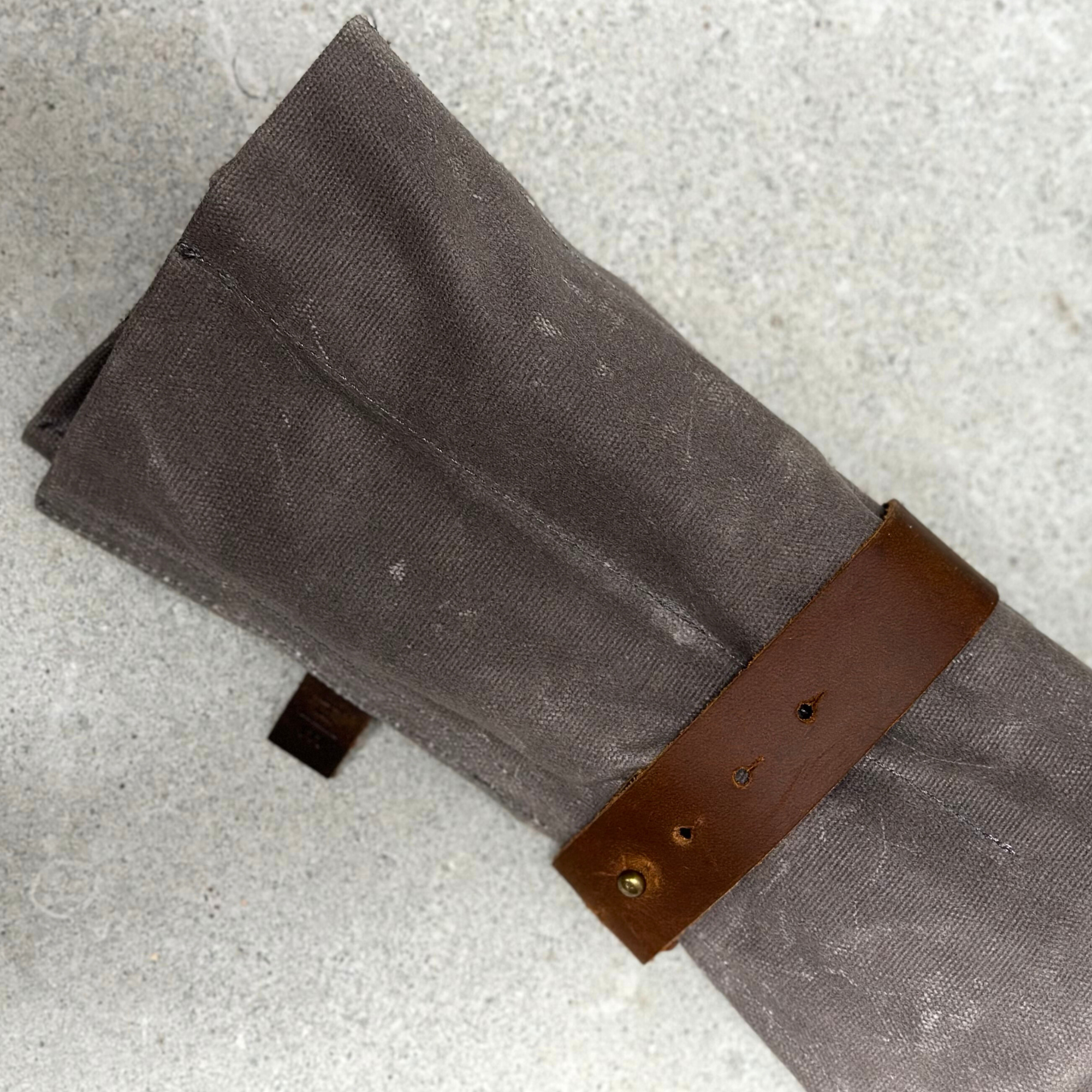 Waxed Canvas Tool Roll - Ash Grey