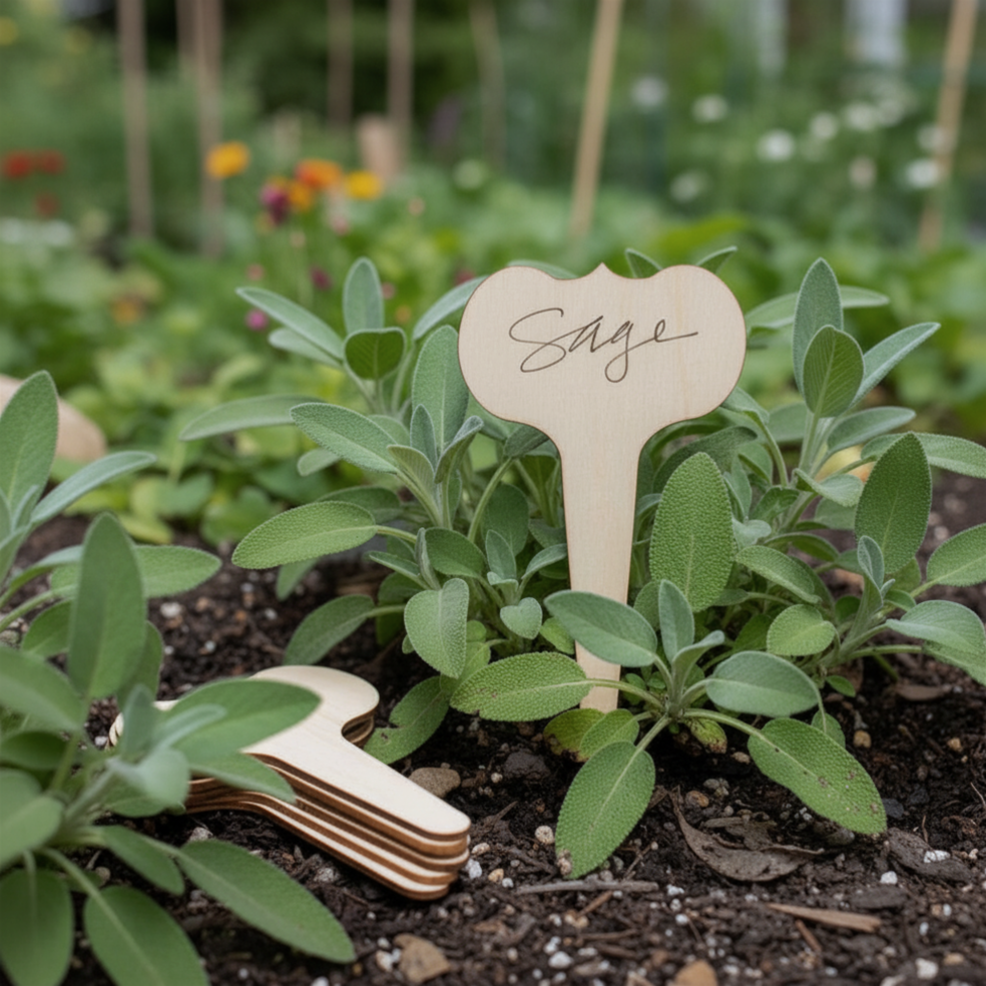 wide face wood plant labels natural timber garden markers