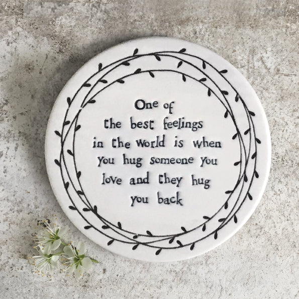 Porcelain Round Coaster Leaf Outline
