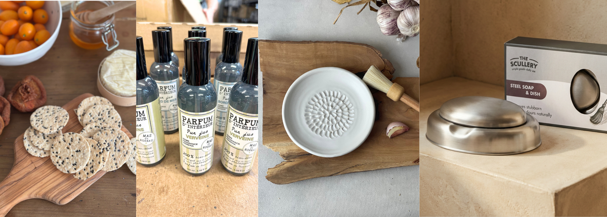 New arrivals at Heaven in Earth featuring natural kitchenware, French home fragrance, ceramic garlic grater and stainless steel kitchen accessories.