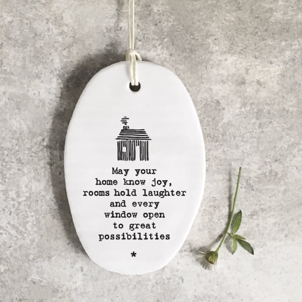 EI6319 porcelain hanger house may your home know joy