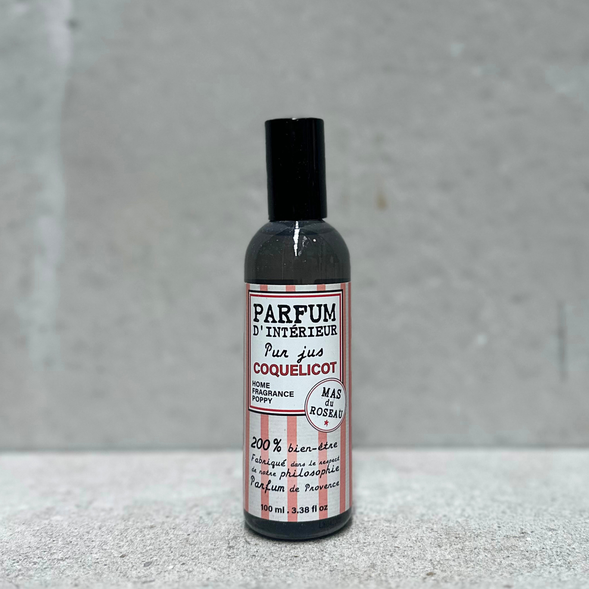 Mas du Roseau French room spray 100ml in Poppy fragrance made with essential oil-based fragrance.