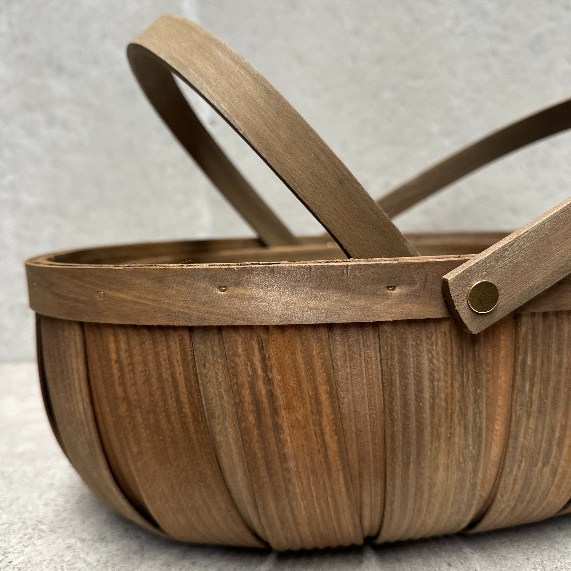 Set of 3 Wooden basket with handles 