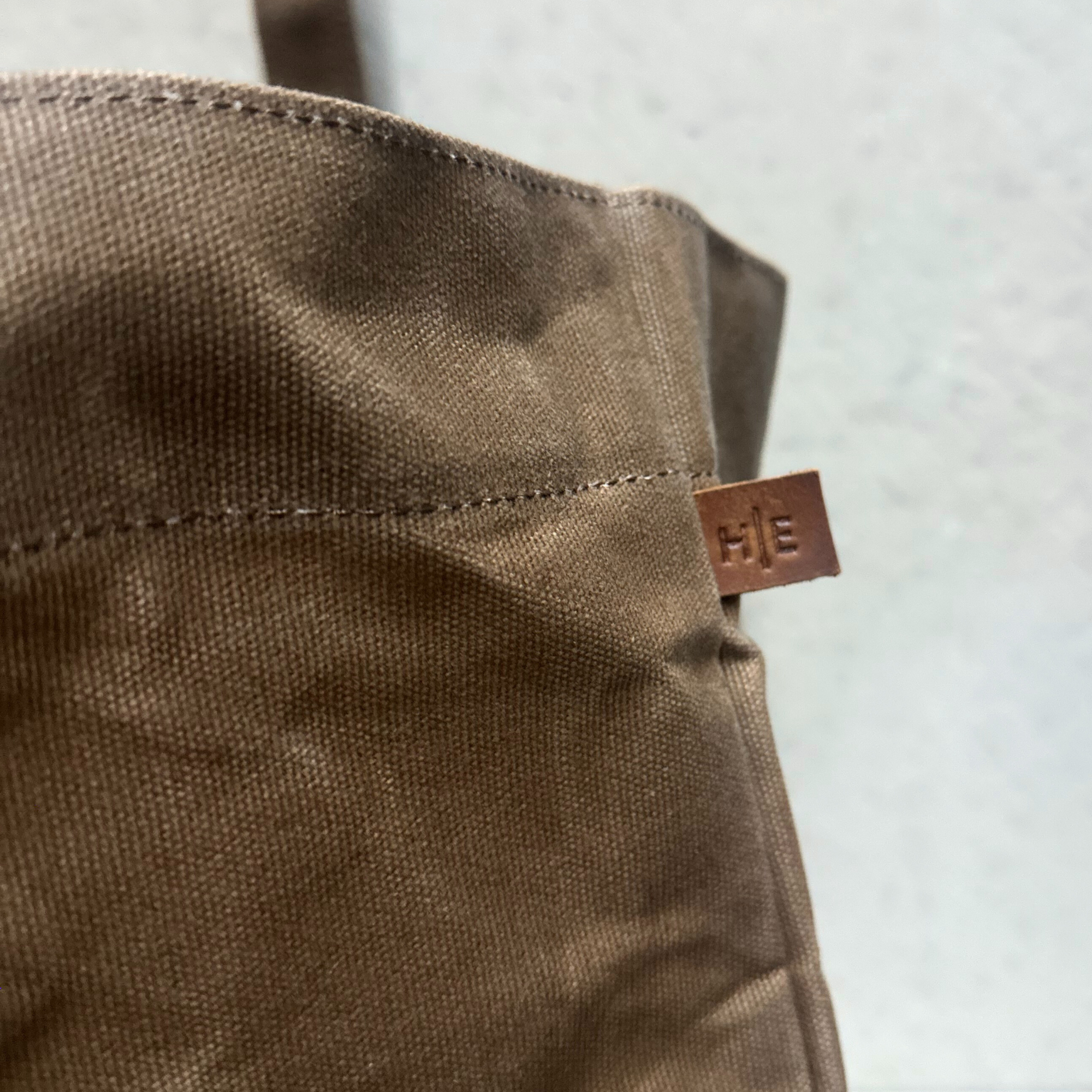 Desert sand coloured waxed canvas tote bag 