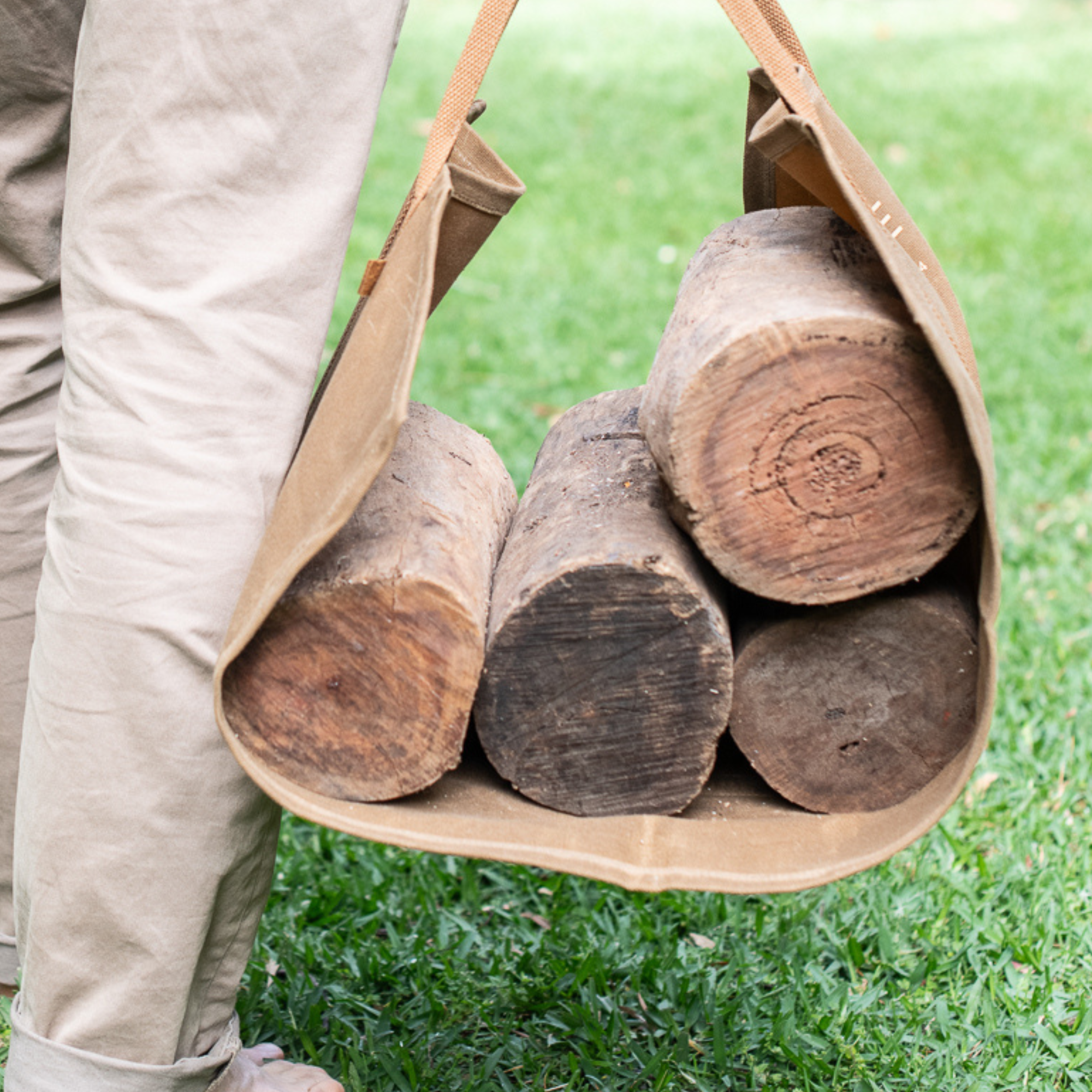 Wax Canvas Log Carrier - Desert Sand