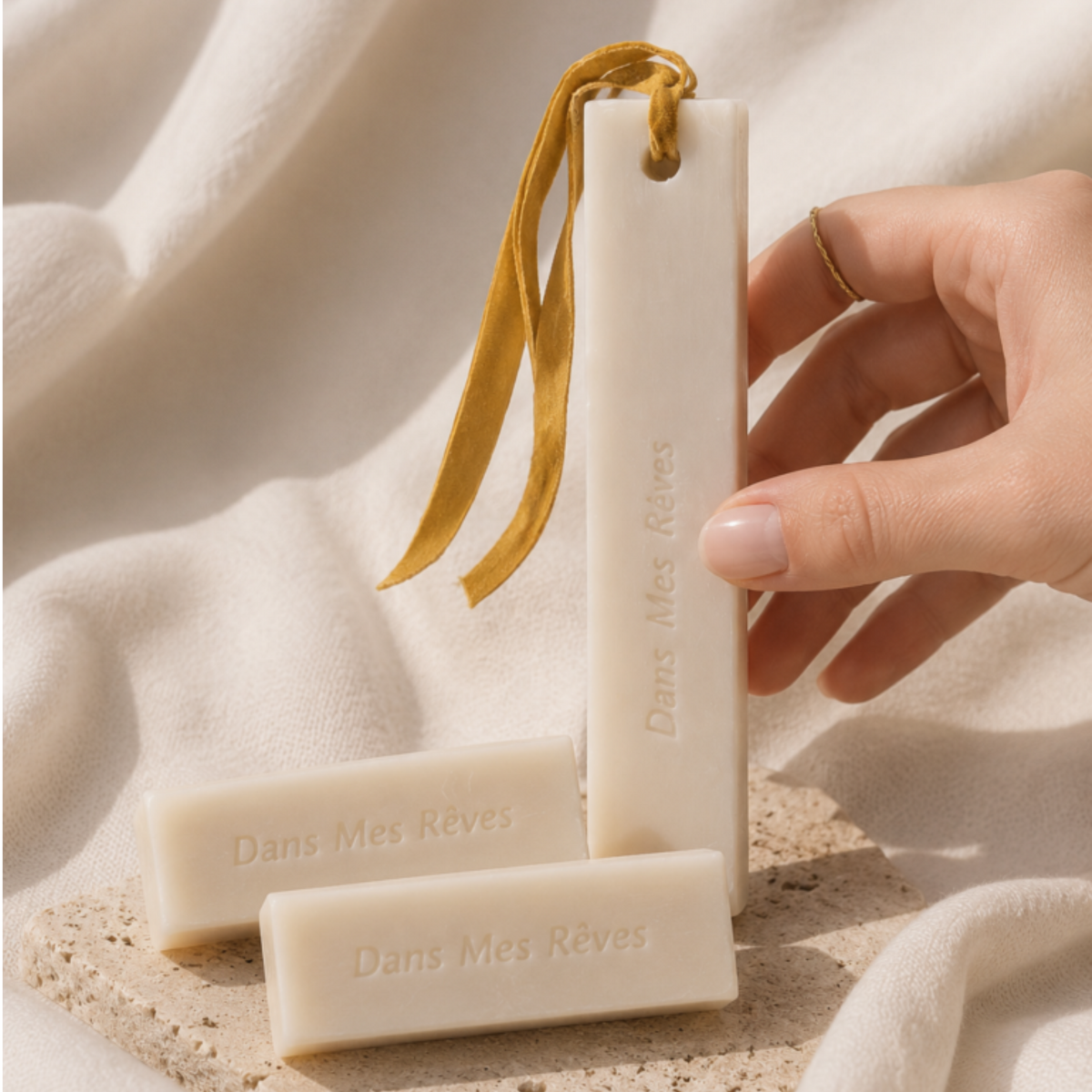 French wardrobe perfume sticks by Mas du Roseau with hanging wardrobe stick and drawer fragrance sticks, made in France.