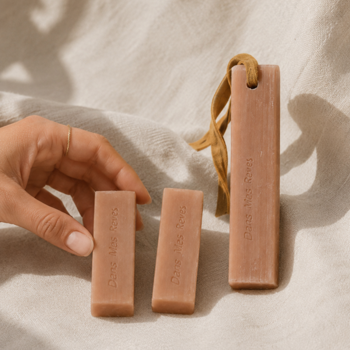French wardrobe perfume sticks by Mas du Roseau with hanging wardrobe stick and drawer fragrance sticks, made in France.