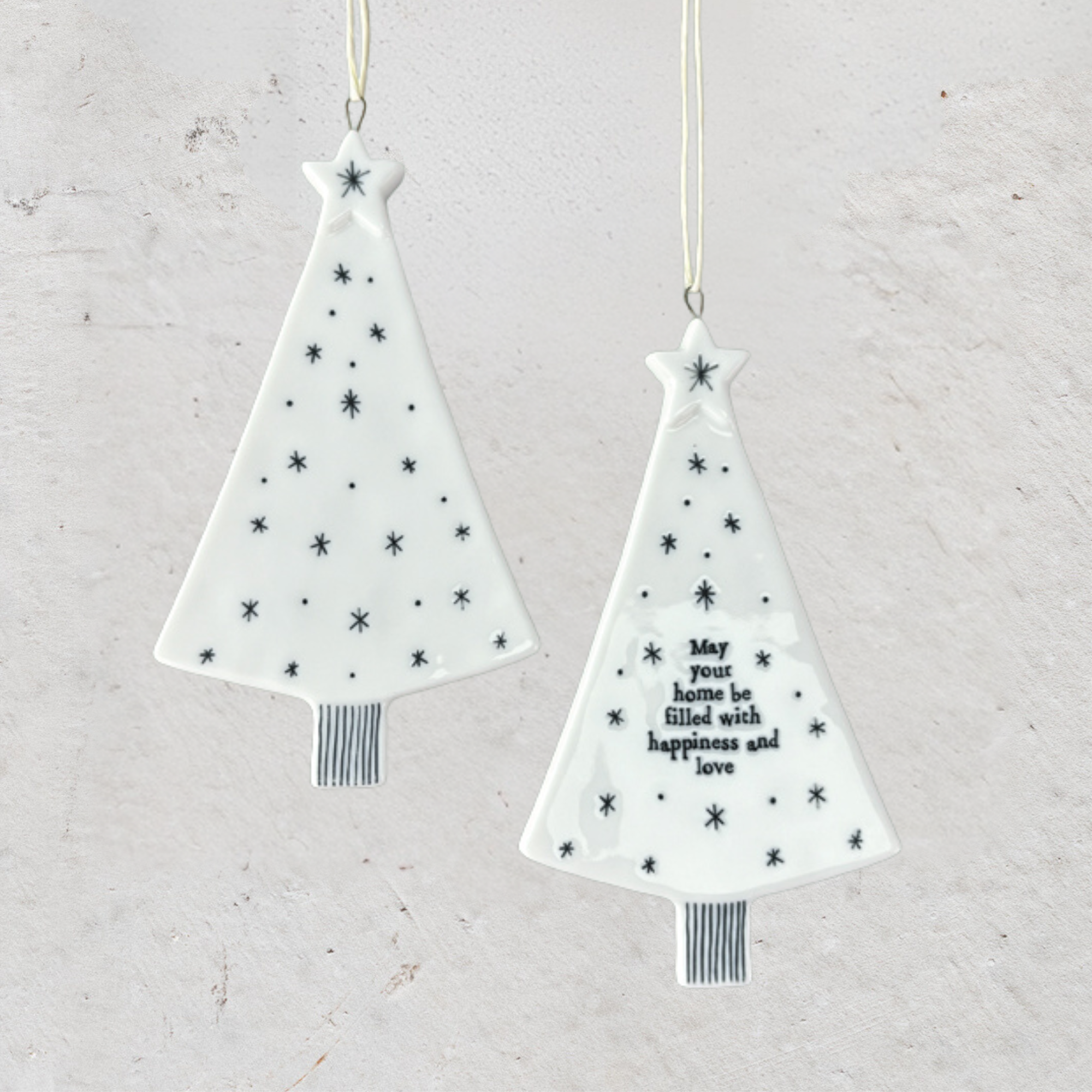 Porcelain hanging Christmas decoration in festive design