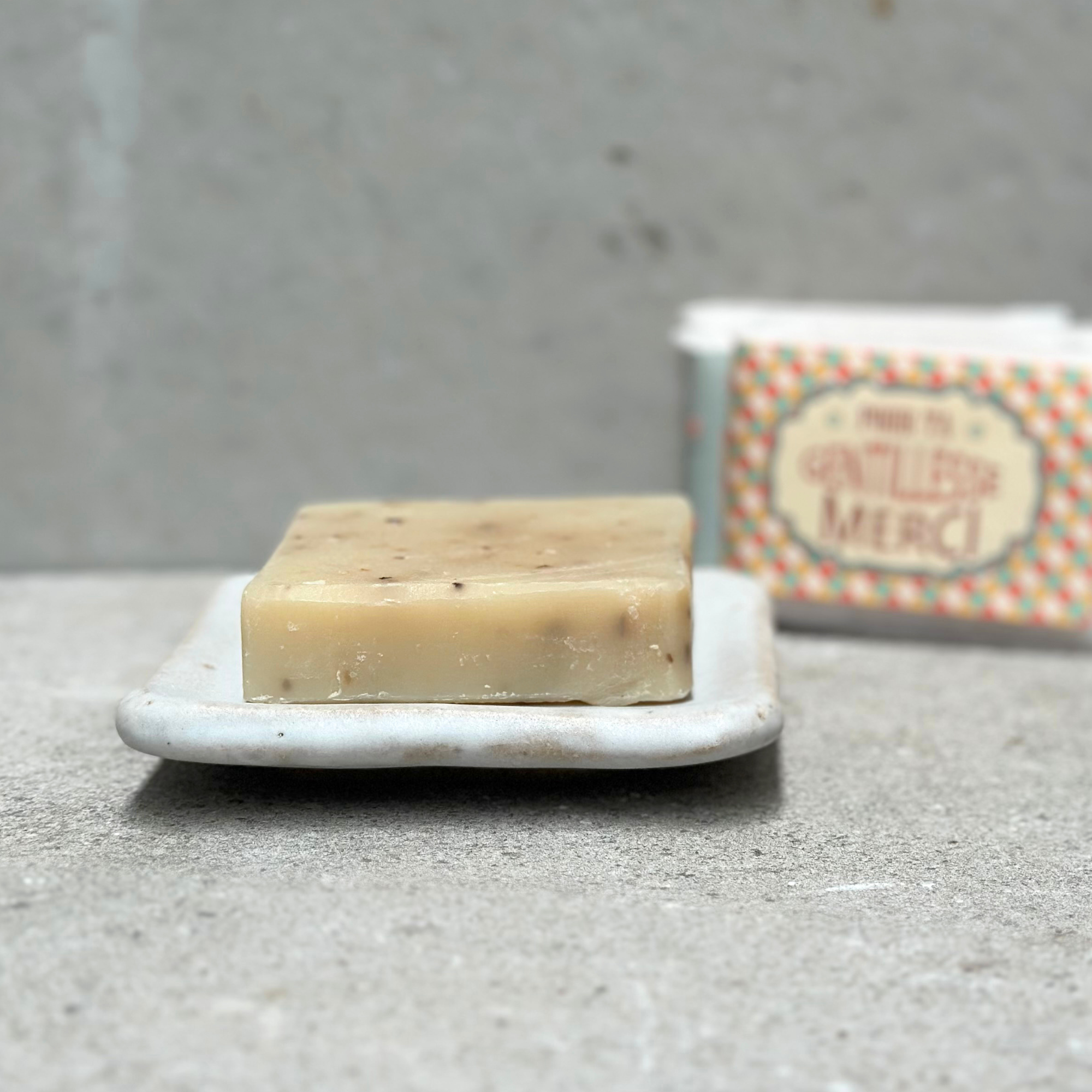 Handmade ceramic soap dish with drainage holes, Australian made in Sydney.